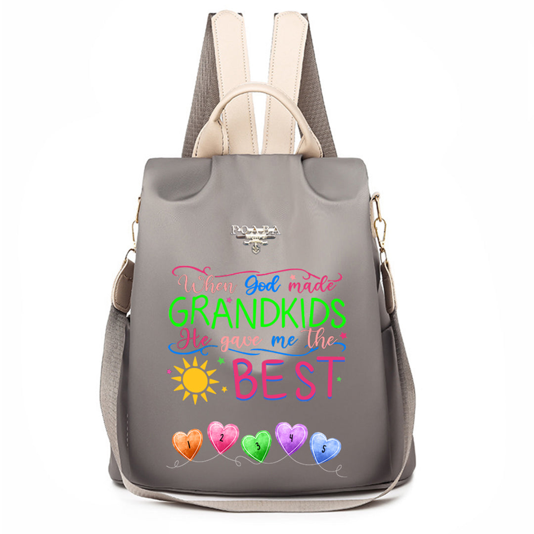 God Gave Me The Best When Made Grandkids Grandma Personalized Backpack