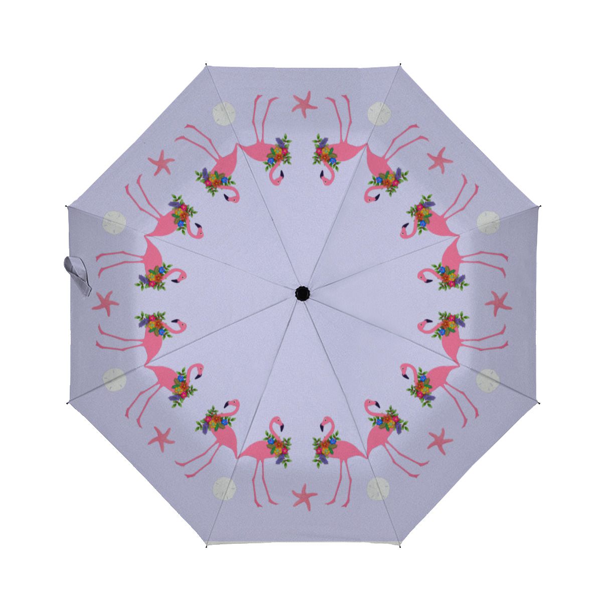 Tropical Flamingos All Around Lavender Christmas Brushed Polyester Umbrella No.L4Z6KE