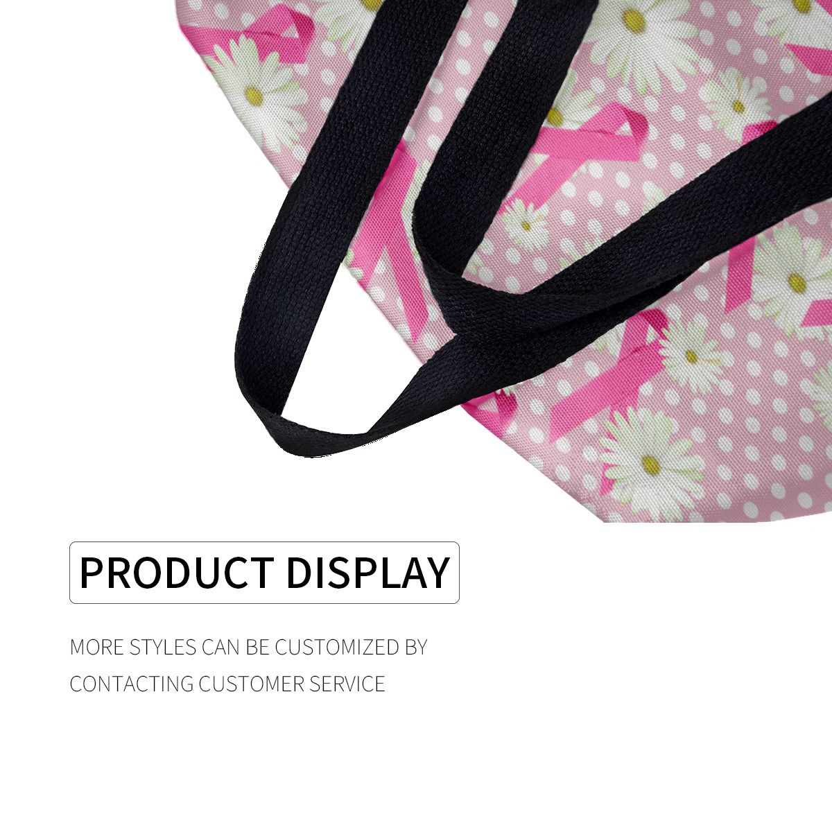 Pink ribbon breast cancer awareness on polka dot Canvas Bag No.IOABL5