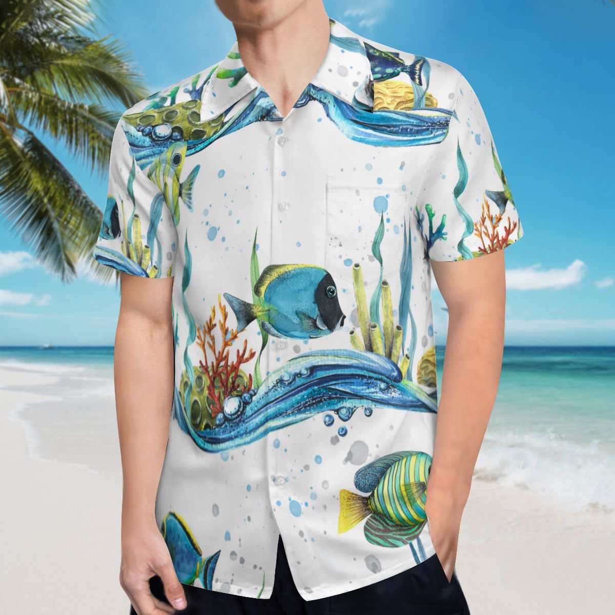 Tropical Fish  With Waves Hawaiian Shirts No.LP96PE