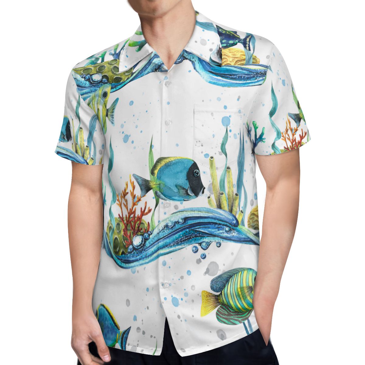 Tropical Fish  With Waves Hawaiian Shirts No.LP96PE