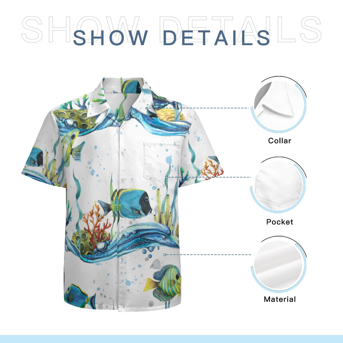 Tropical Fish  With Waves Hawaiian Shirts No.LP96PE