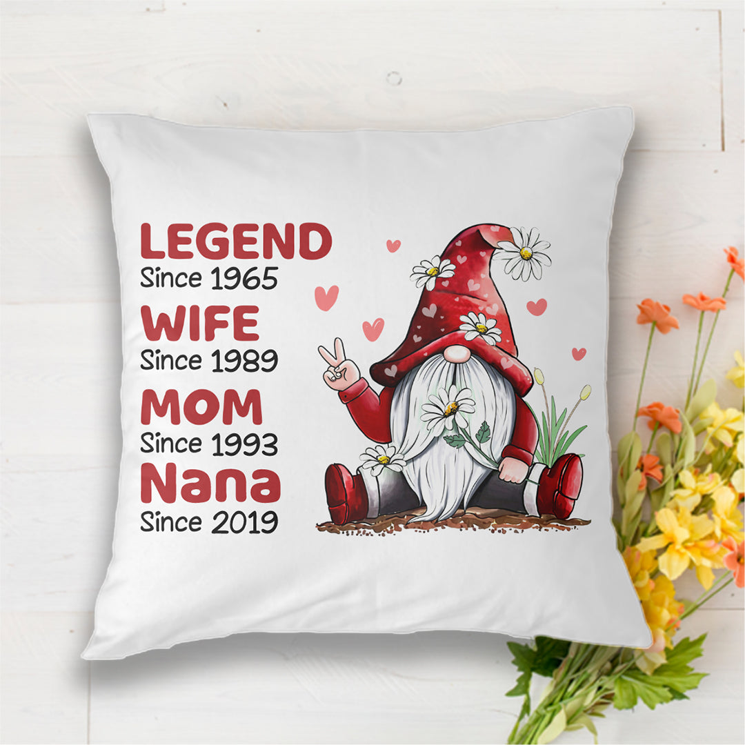 Legend Wife Mom Grandma Gnome Personalized Pillow
