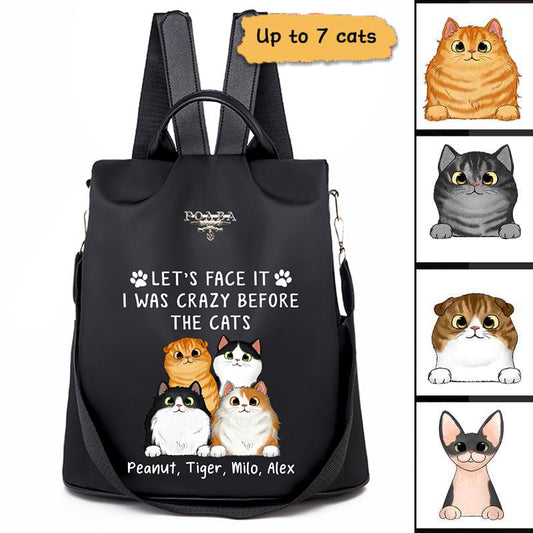 Let's Face It Crazy Before The Fluffy Cats Personalized Backpack