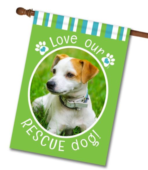 Rescue Dog Green – Personalized Photo & Name – Garden Flag & House Flag