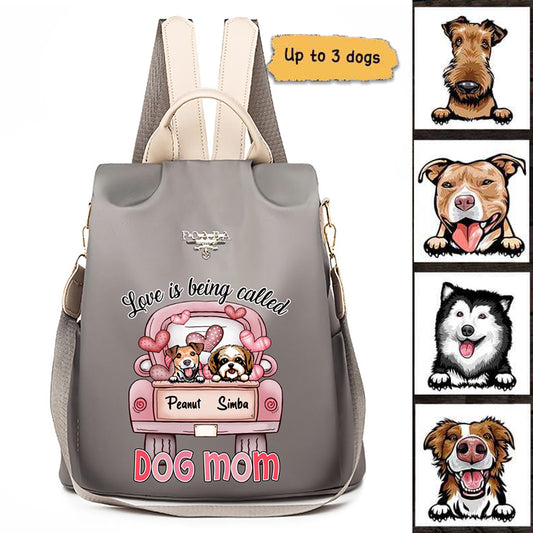 Love Is Being Called Dog Mom Personalized Backpack