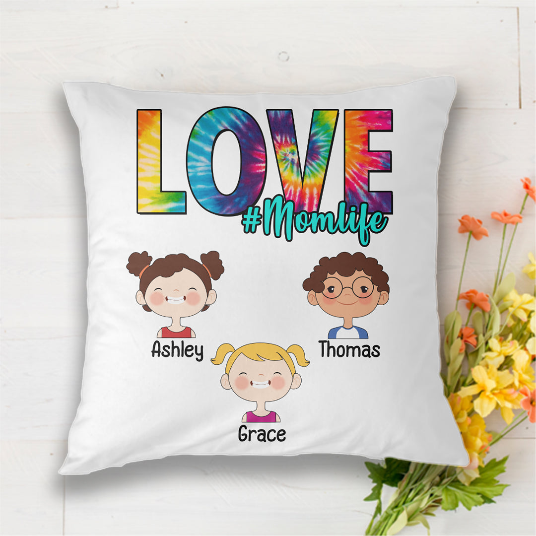 Love Tie Dye Grandma Mom Life Personalized Pillow