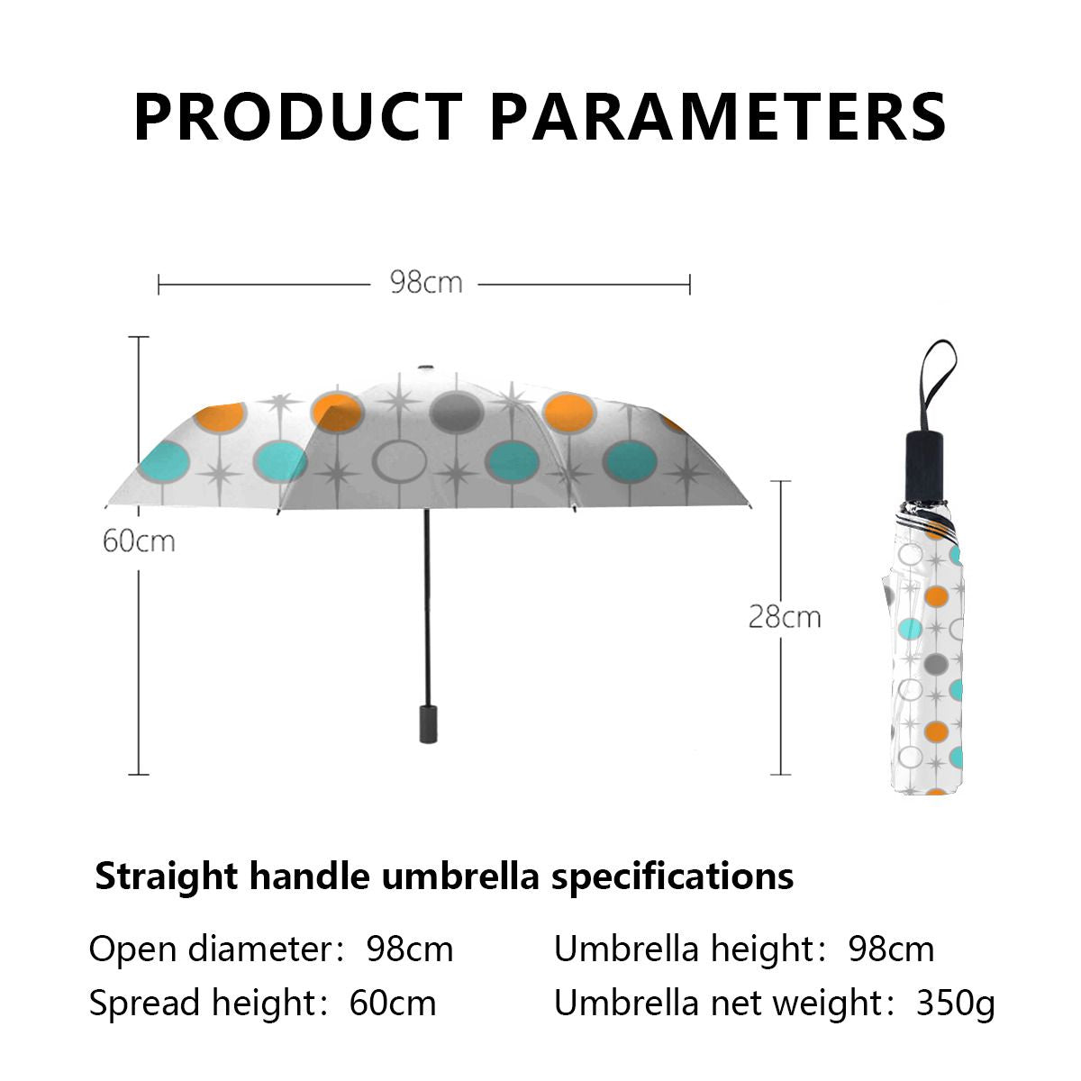 Retro Dots And Starbursts Christmas Umbrella No.MC5E8S