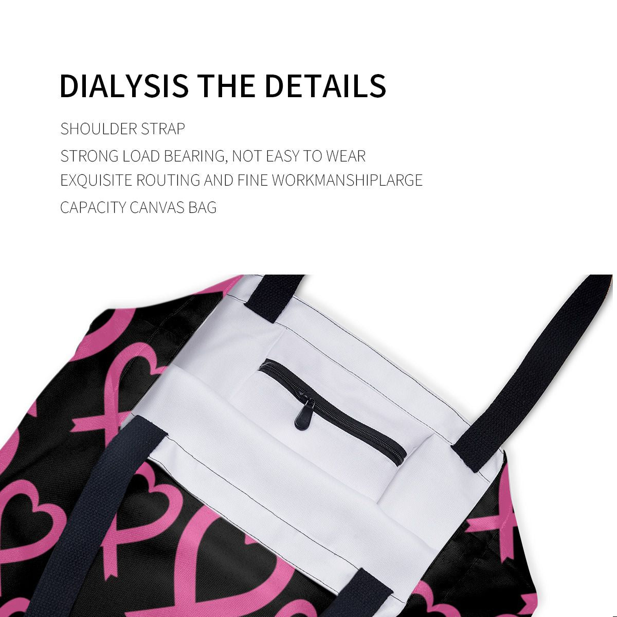 Pink Ribbon Breast Cancer Awareness Canvas Bag No.SISK7Z