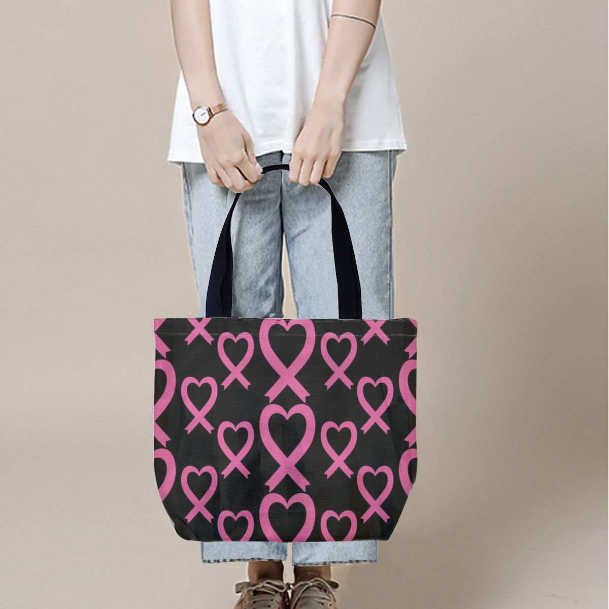 Pink Ribbon Breast Cancer Awareness Canvas Bag No.SISK7Z