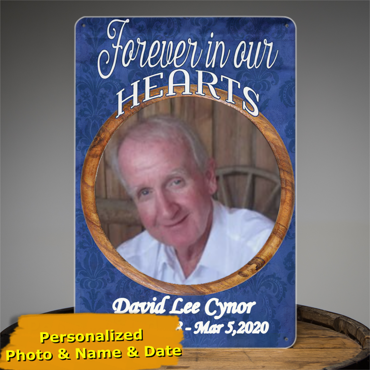 Memorial Tin Signs, Cemetery Decoration, Forever in our hearts, Personalized Tin Signs, Custom Tin Signs