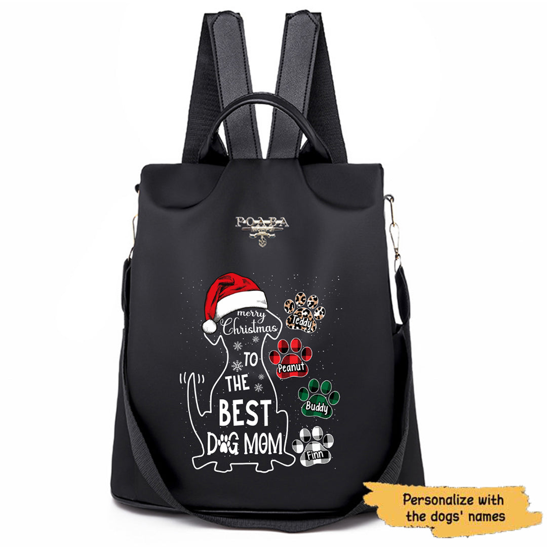 Merry Christmas To The Best Dog Mom Personalized Dog Mom Backpack