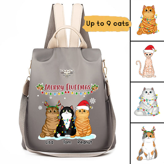 Merry Fluffmas Fluffy Cats Personalized Backpack