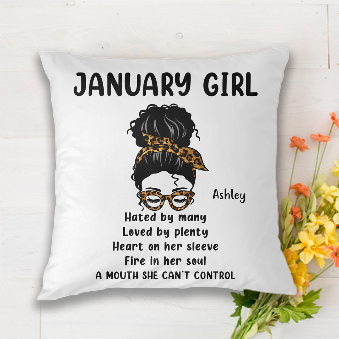 Messy Bun Girl Birthday Gift For Birthday Month Personalized Pillow