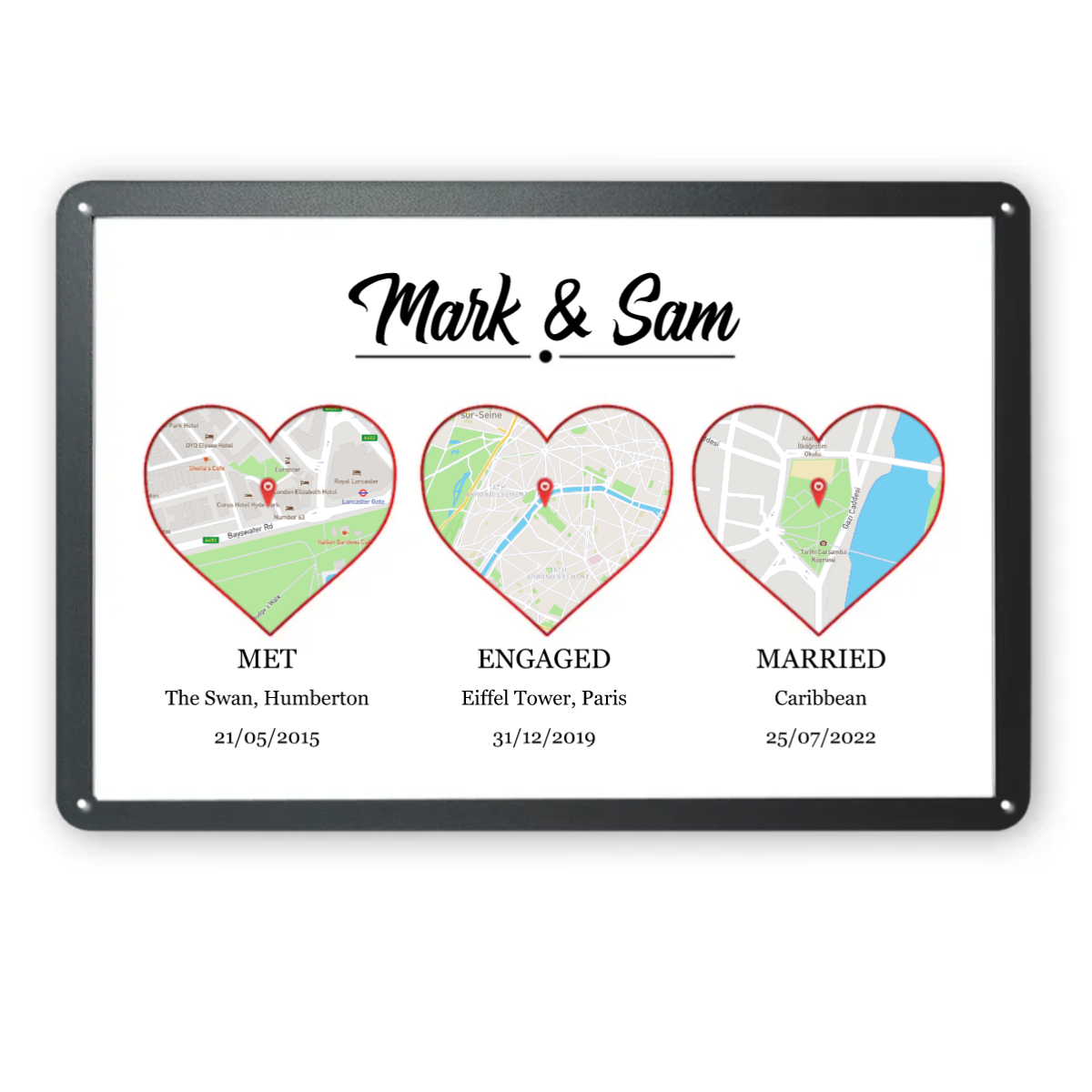 Met Engaged Married Wedding Gift Personalized Metal Signs