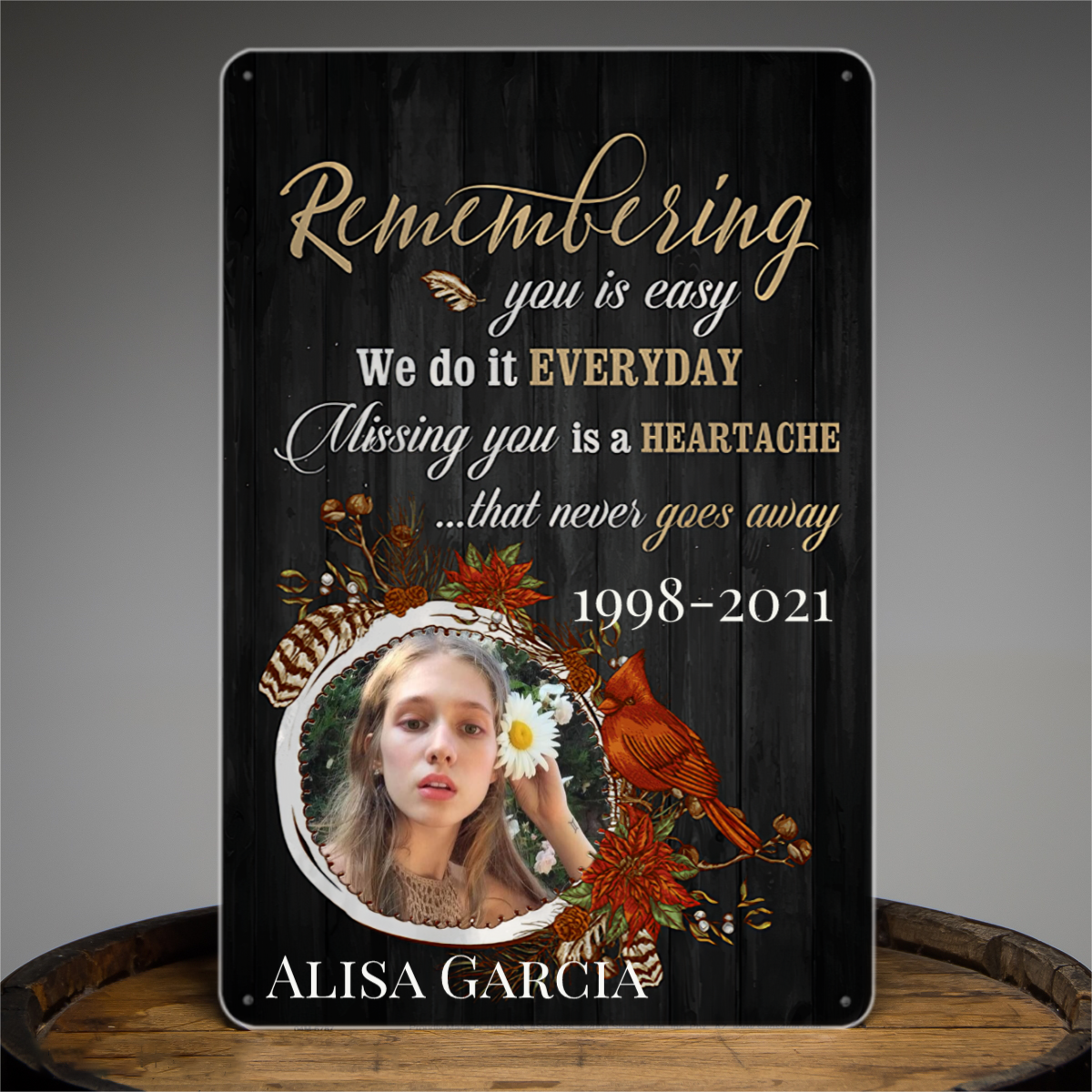 Missing You Is A Heartache Memorial Photo Personalized Tin Signs