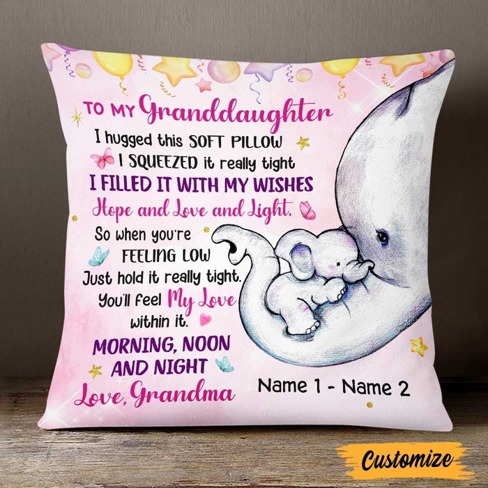 Personalized Elephant Mom Grandma Daughter Granddaughter Son Grandson Hug This Pillow