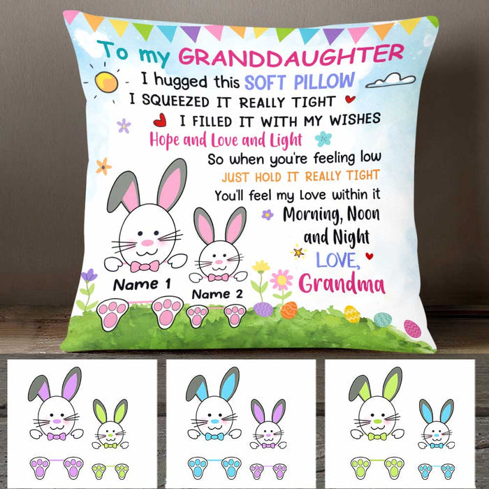 Personalized Easter Mom Grandma Daughter Granddaughter Son Grandson Hug This Pillow