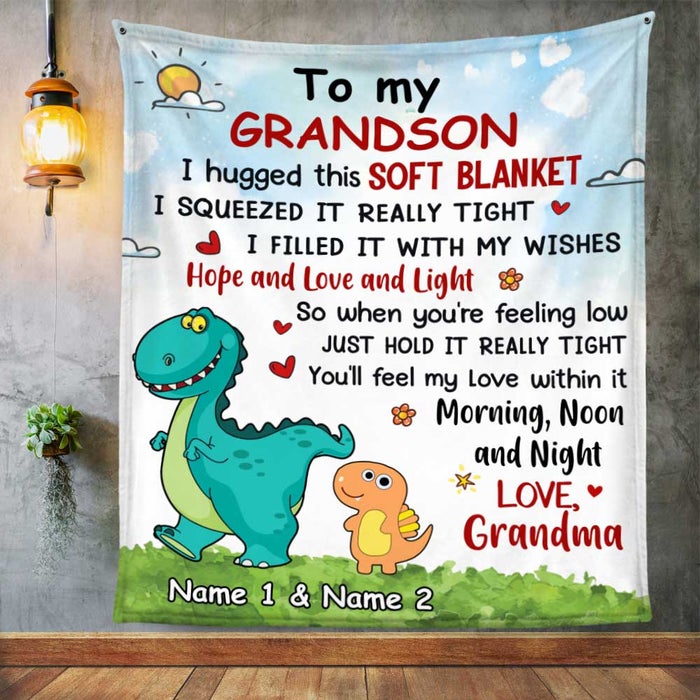 Mom Grandma Granddaughter Grandson Dinosaur Personalized Blanket