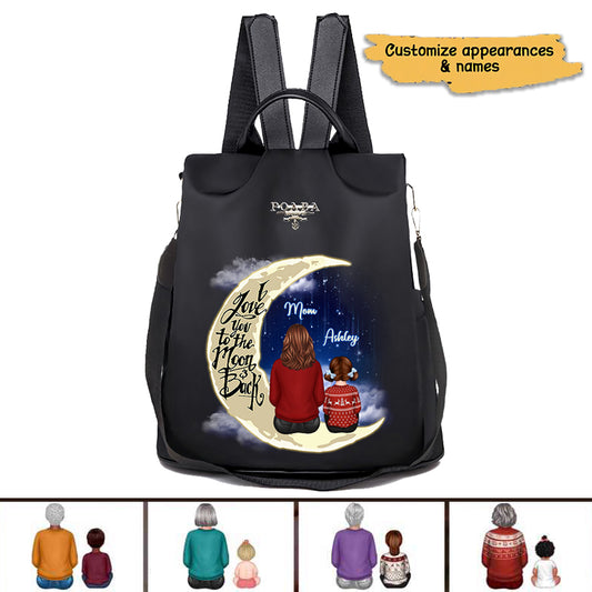 Mom Grandma Grandkids On Moon Personalized Backpack