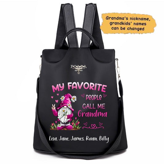 My Favorite People Call Me Grandma Pink Gnome Personalized Backpack