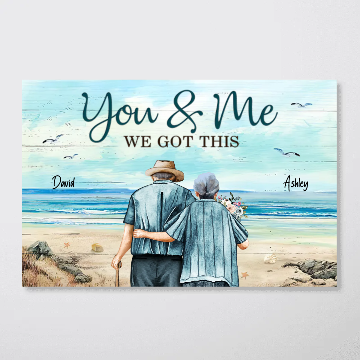 Family Old Couple Beach Landscape You & Me We Got This Personalized Horizontal Poster