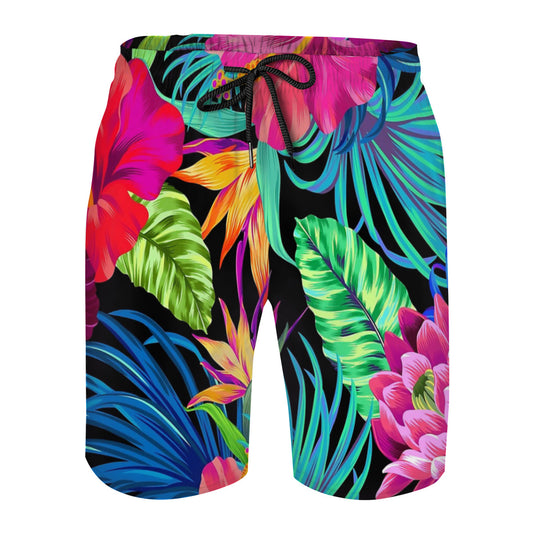 Drive You Mad Hibiscus Pattern Graphic Men's Swim Trunks No.NREPUK