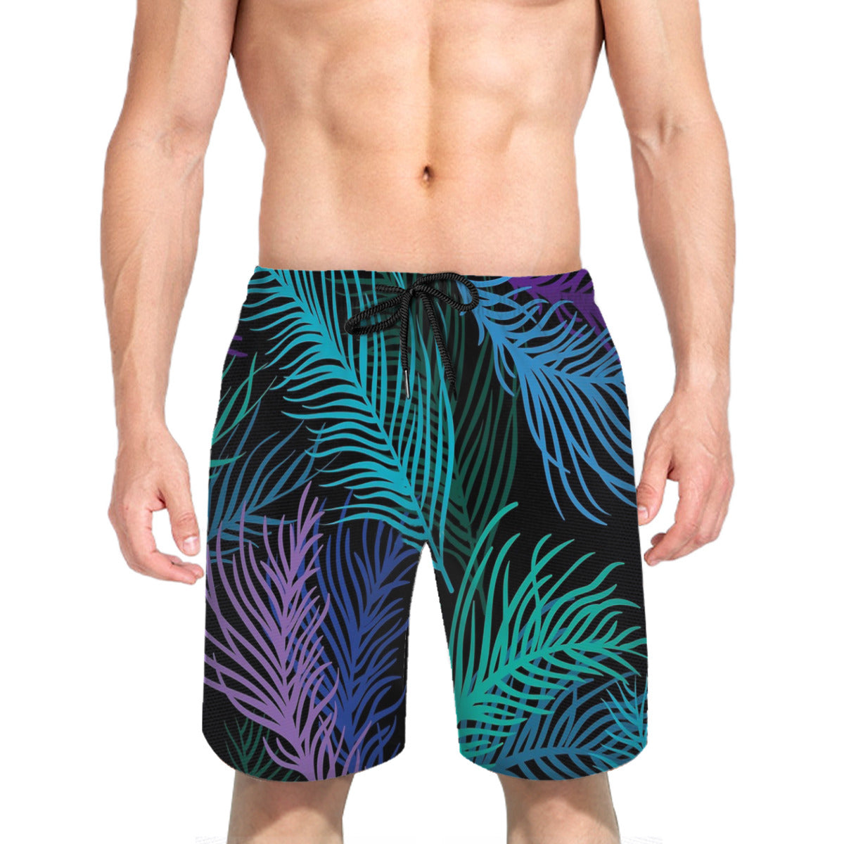 Multicolored Palm Leaves Graphic Men's Swim Trunks No.NX7JD5