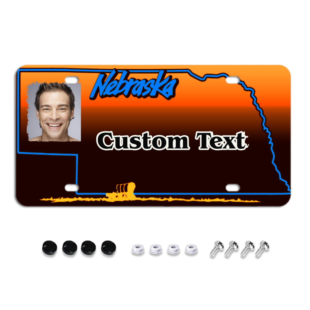 Nebraska Custom License Plates, Personalized Photo & Text & Background