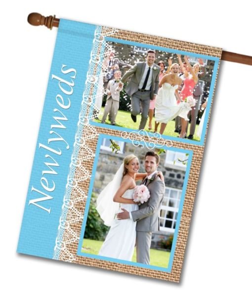 Newlyweds – Personalized Photo - Wedding Garden & House Flag