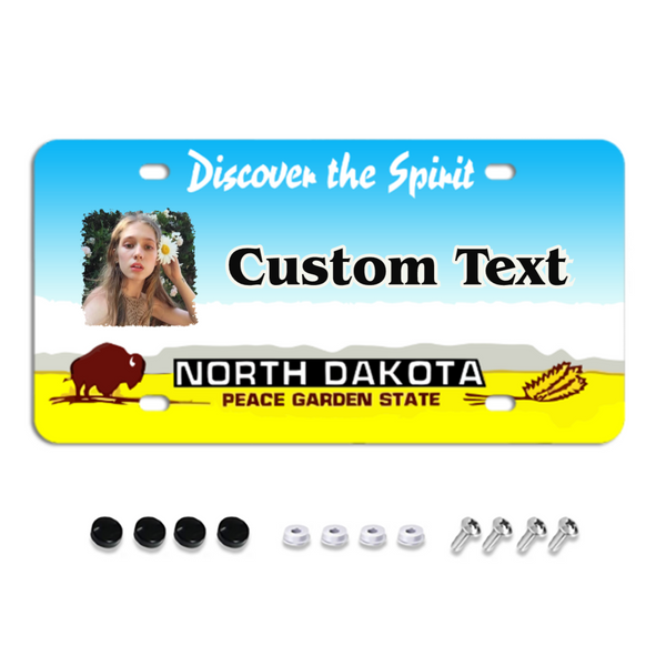 North Dakota Custom License Plates, Personalized Photo & Text & Backgr YeCustom
