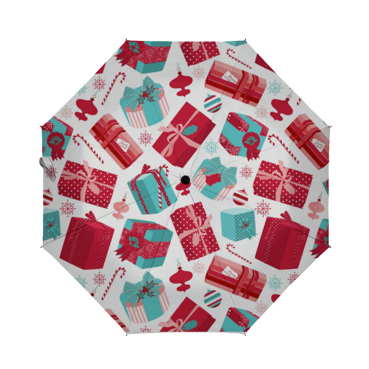 Red & Blue Retro Christmas Packages Brushed Polyester Umbrella No.O3KX78