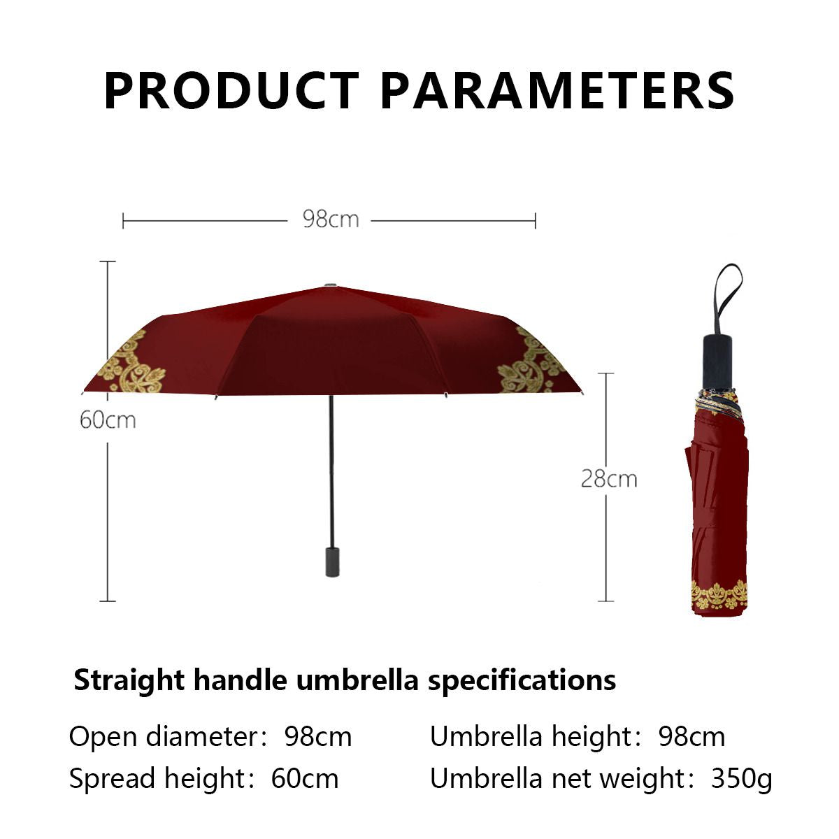 Gold Frame Luxury On Red Personalized Brushed Polyester Umbrella No.OAMXKP
