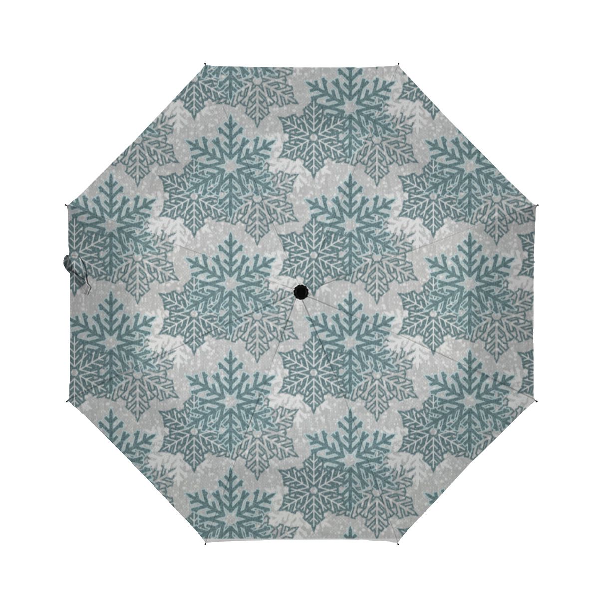 Teal Glitter Snowflakes Brushed Polyester Umbrella No.OHVAJG