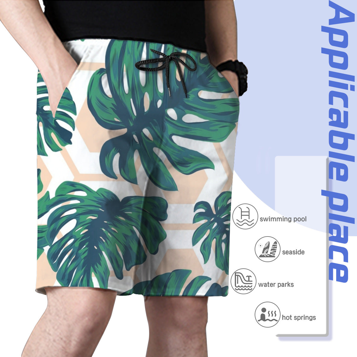 Tropical Leaves 018 Men's Swim Trunks No.OI8PF2