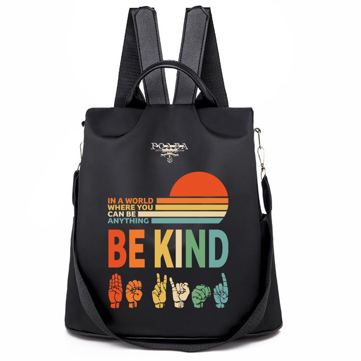 Bekind Vinatge Design Peace Sign Backpack No.OMH4KP
