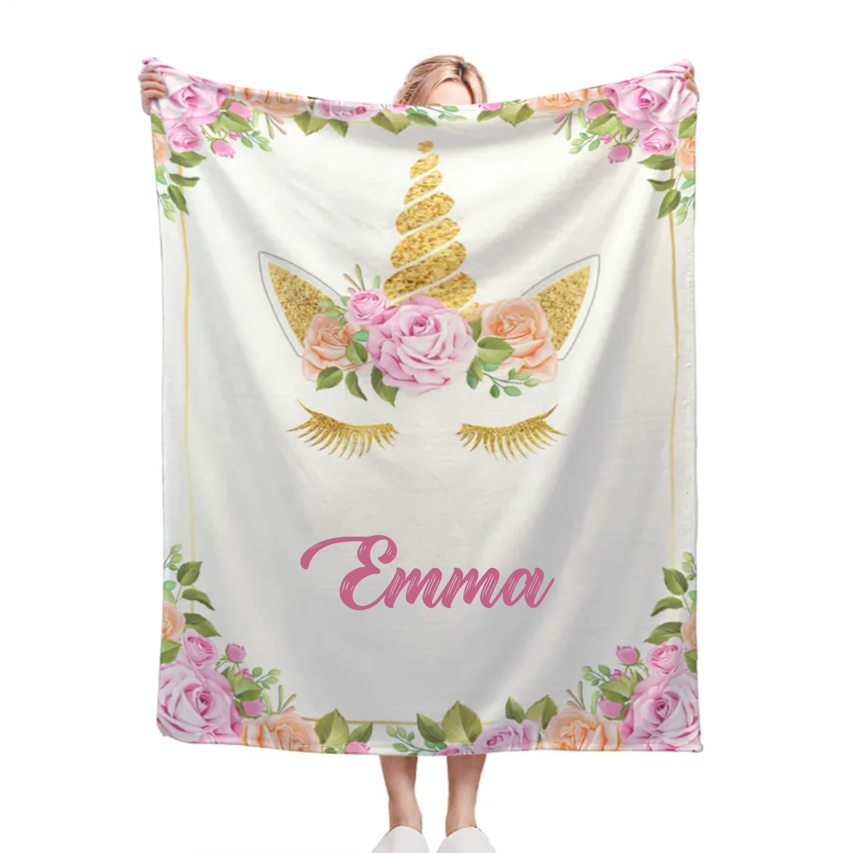 Unicorn Personalized Custom Name Fleece Blanket