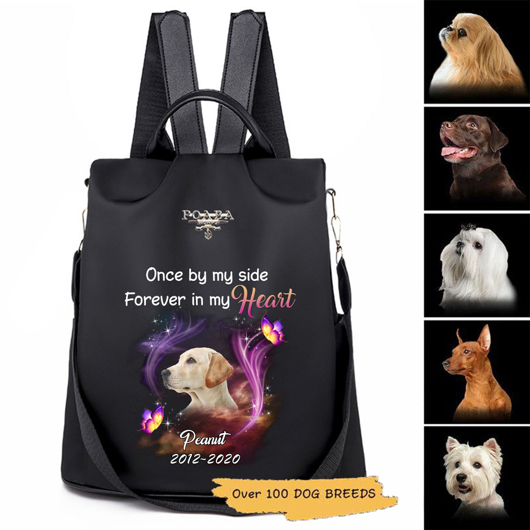 Once By My Side Personalized Dog Memorial Backpack