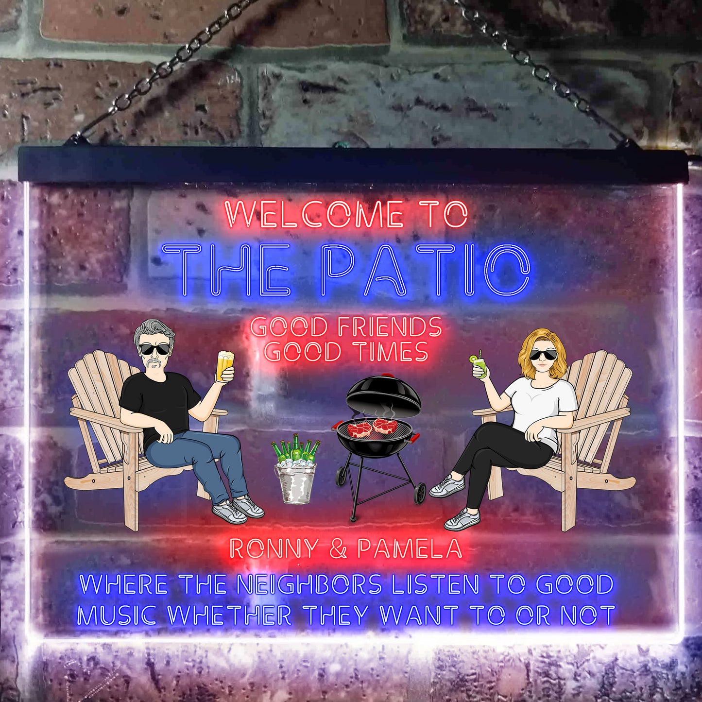 Welcome to Patio Grilling Personalized Acrylic LED Neon Light Sign - Listen To The Good Music