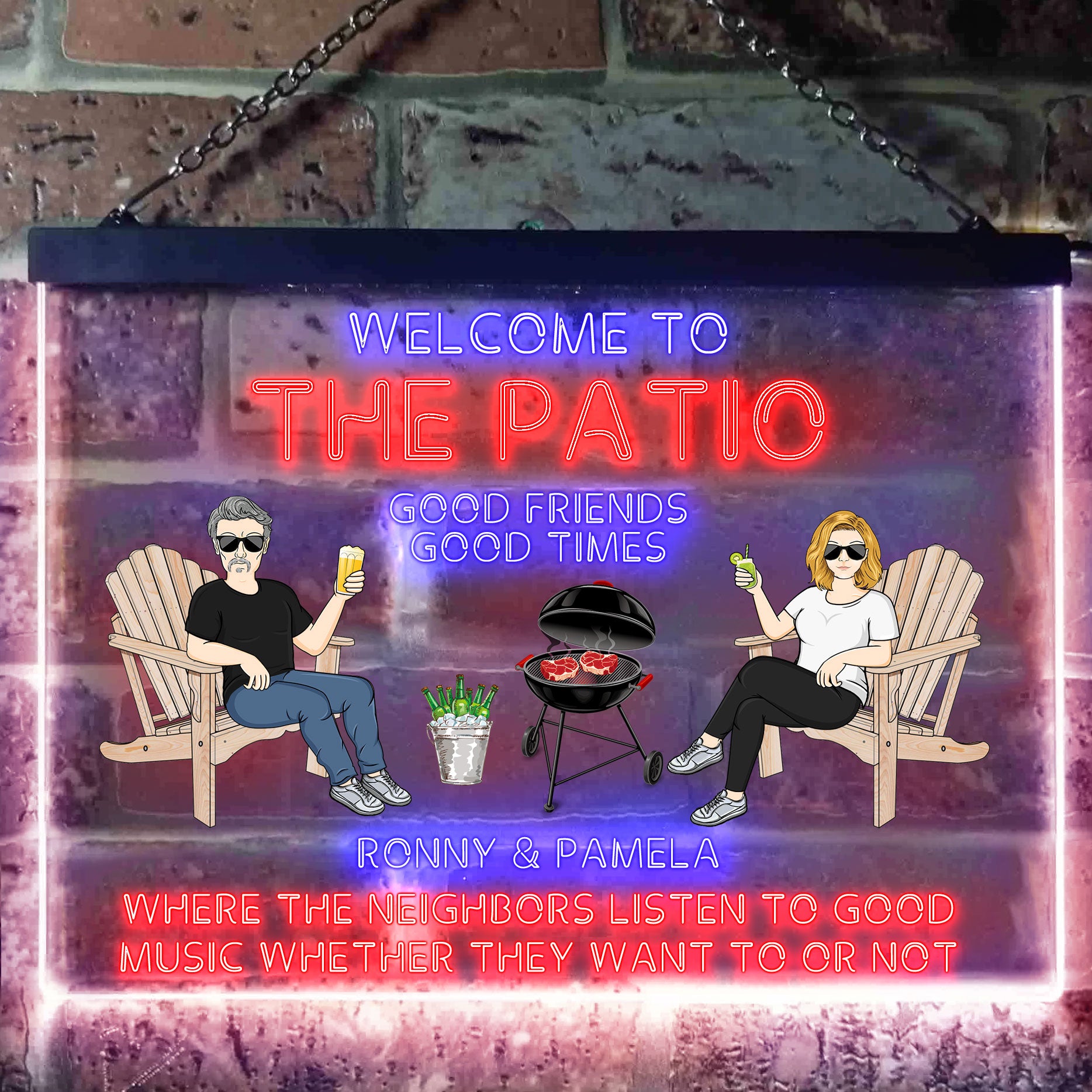 Welcome to Patio Grilling Personalized Acrylic LED Neon Light Sign - Listen To The Good Music