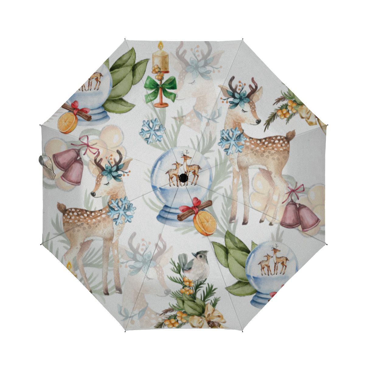 Beautiful Deer Watercolor Christmas Brushed Polyester Umbrella No.PJ4P3C