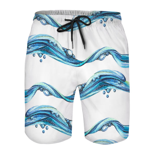 Waves Water Blue Men's Swim Trunks No.PJMC9G