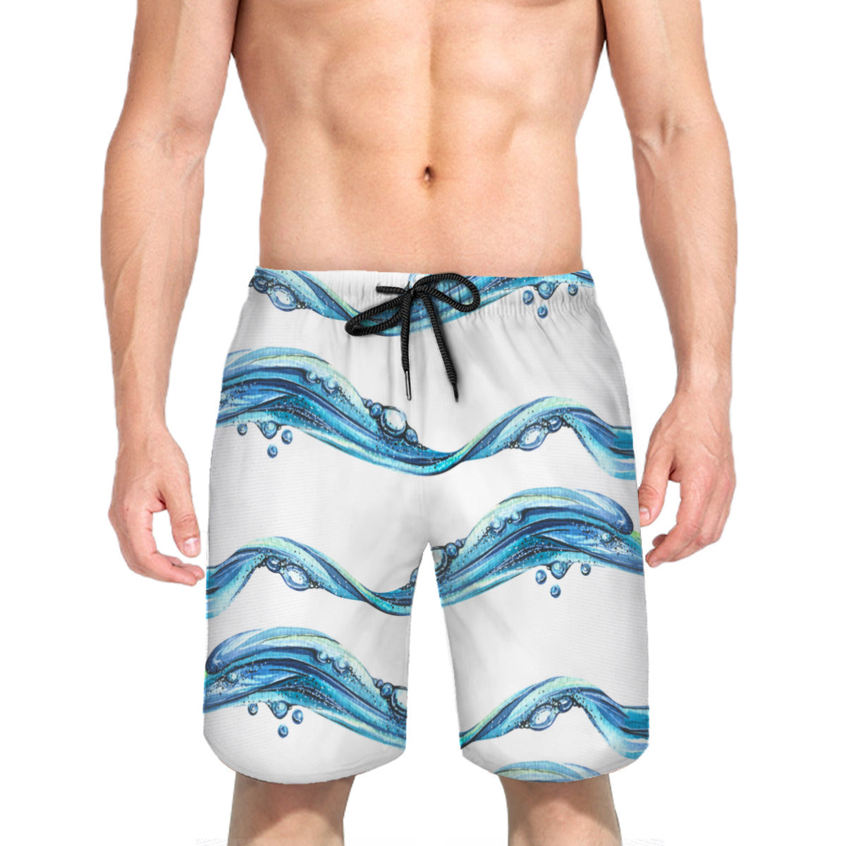 Waves Water Blue Men's Swim Trunks No.PJMC9G