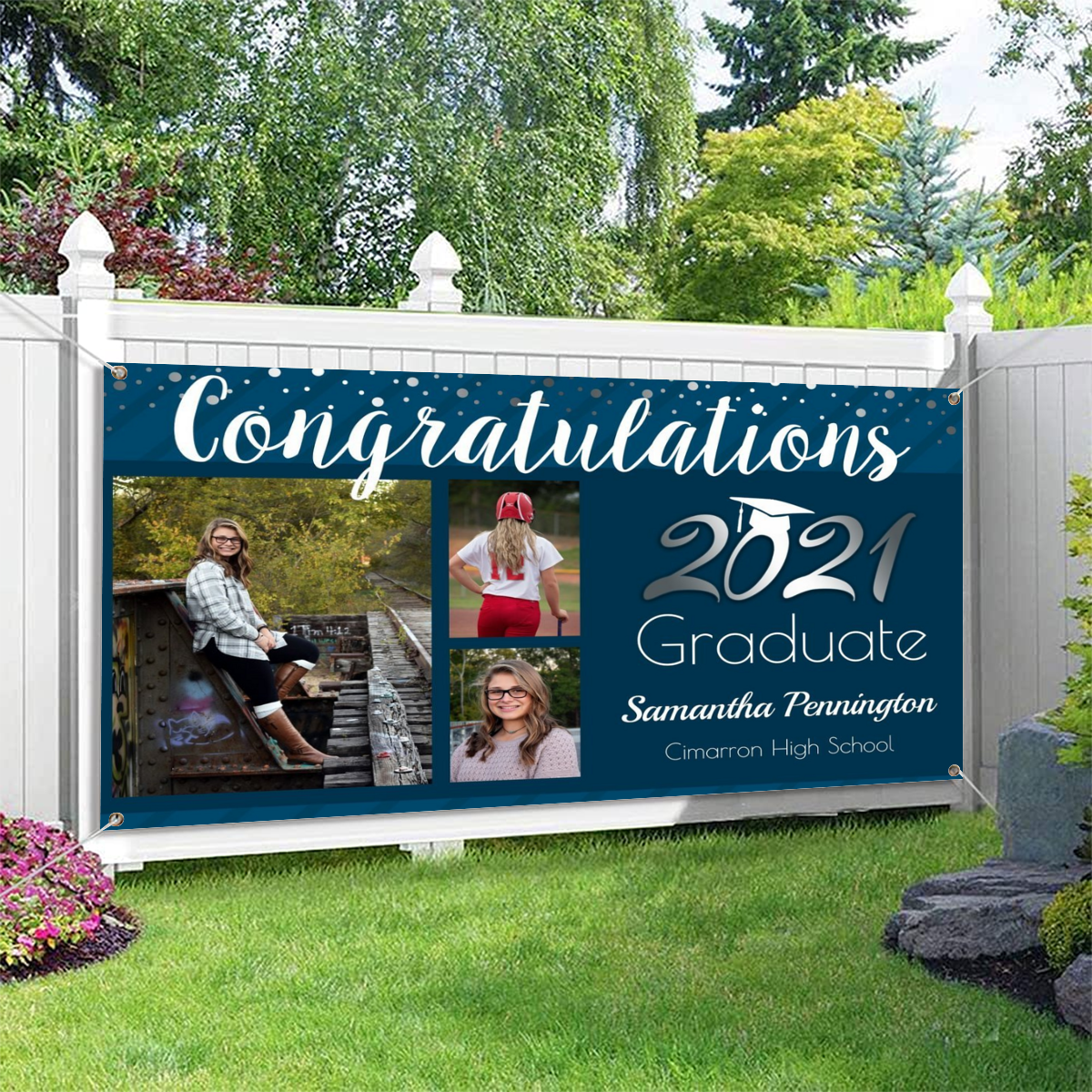 Personalized Name/Photo, Graduation Class of 2022 Photo Collage Banner