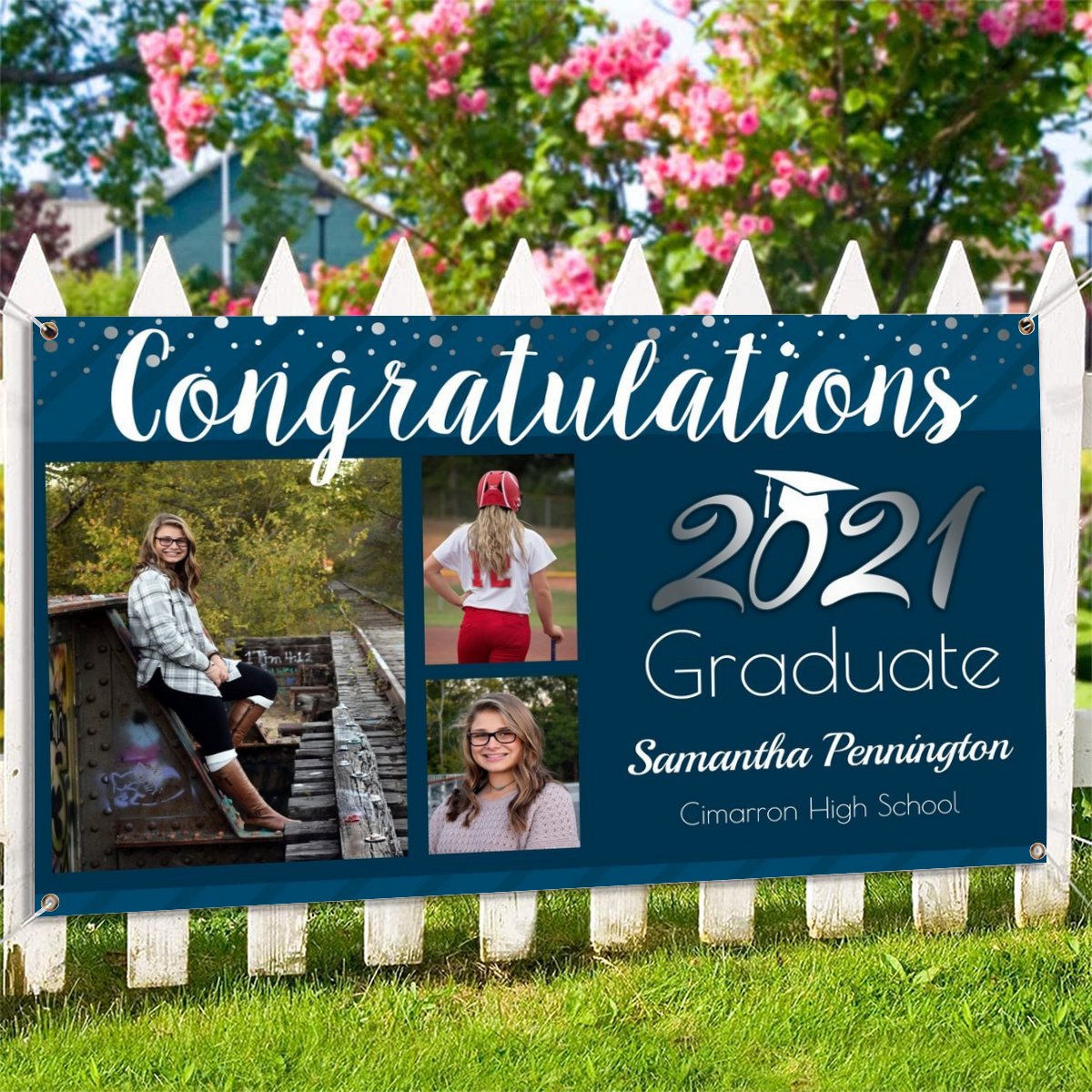 Personalized Name/Photo, Graduation Class of 2022 Photo Collage Banner