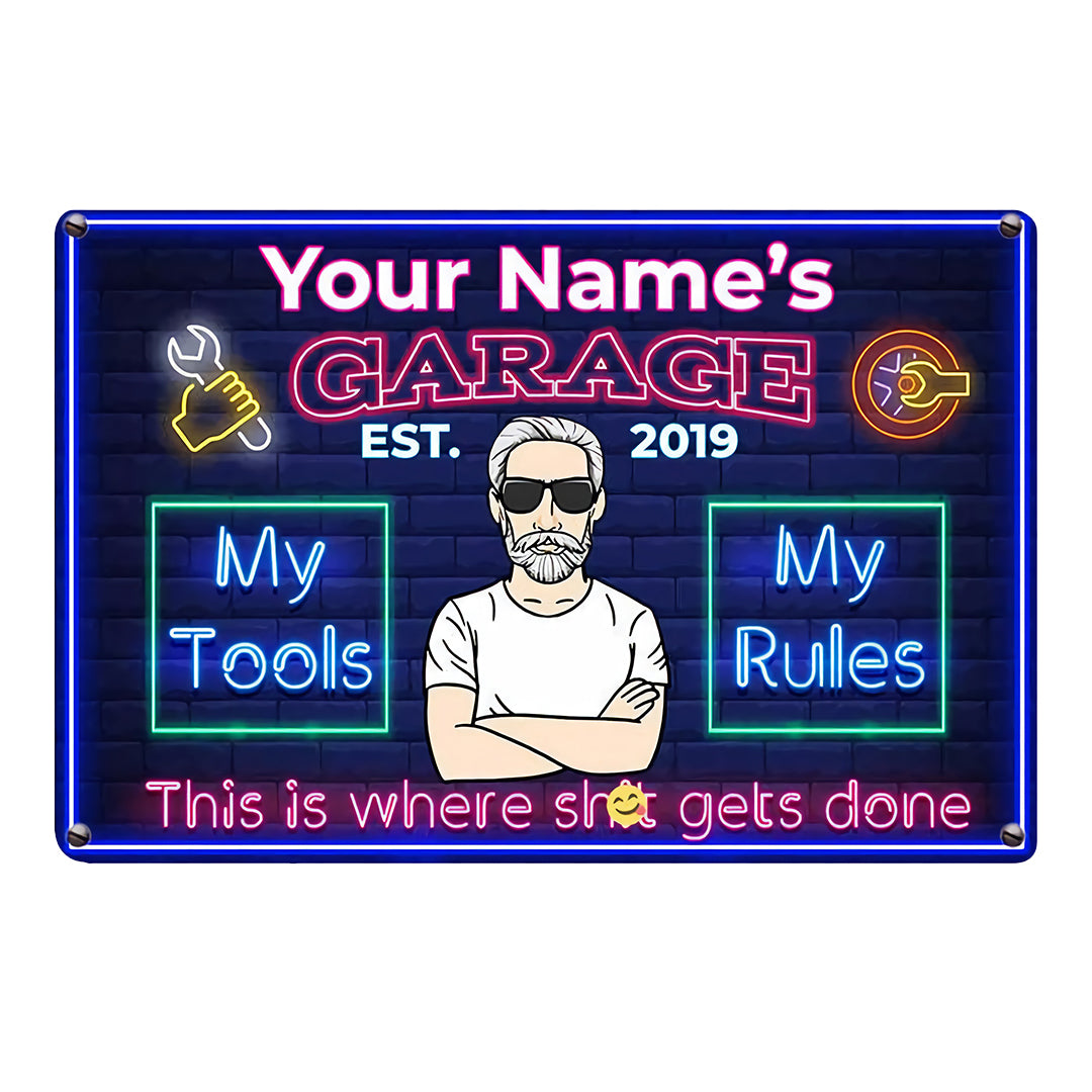 Personalized Grandpa Dad Garage Man Cave Metal Sign