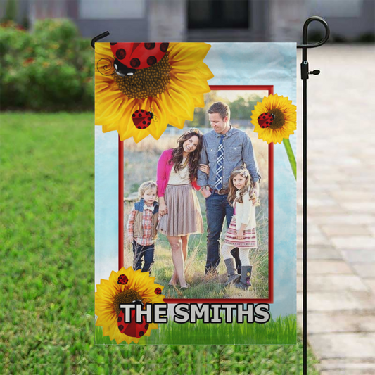 Personalized Ladybugs and Sunflowers House Flag & Garden Flag