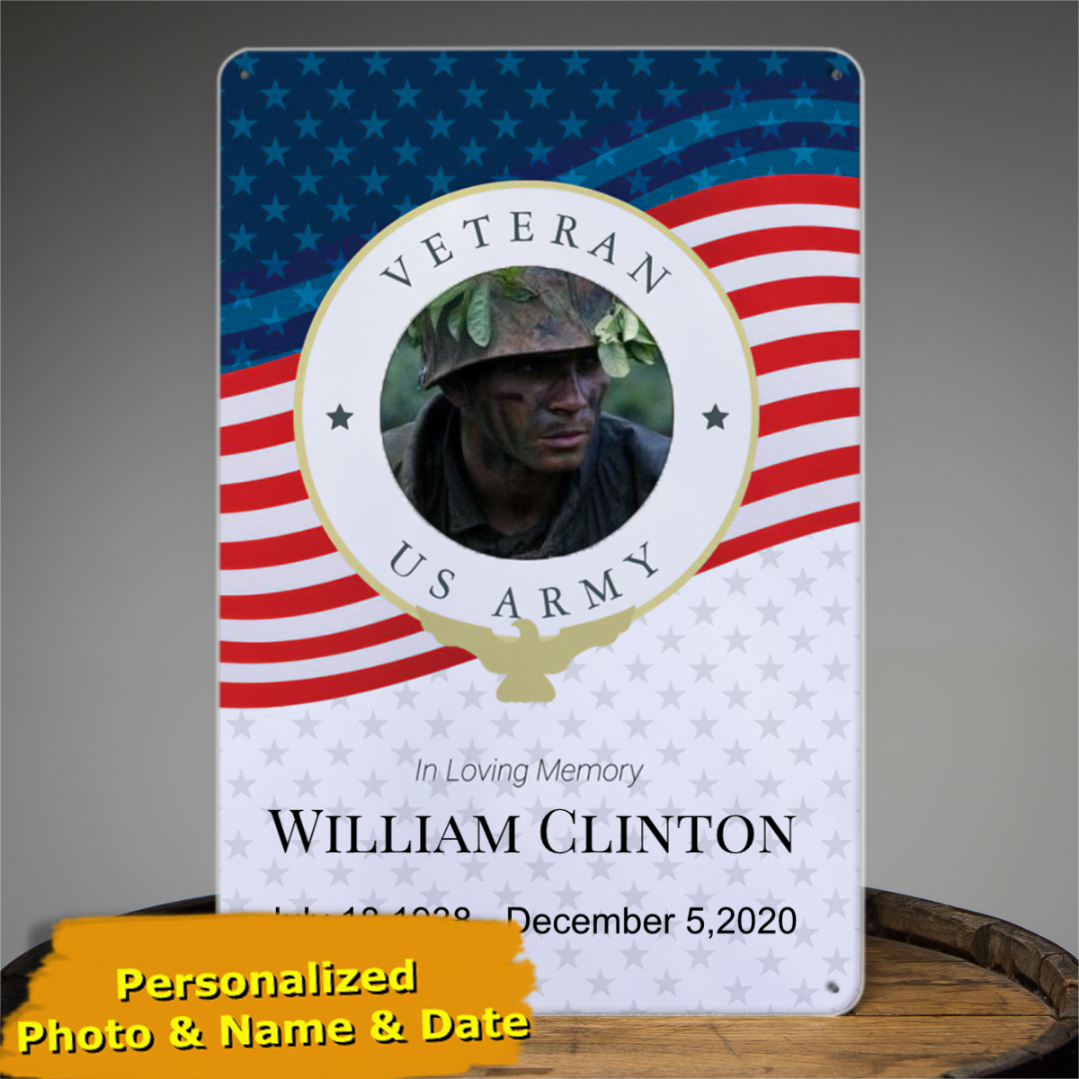 Personalized Veteran Memorial Tin Signs