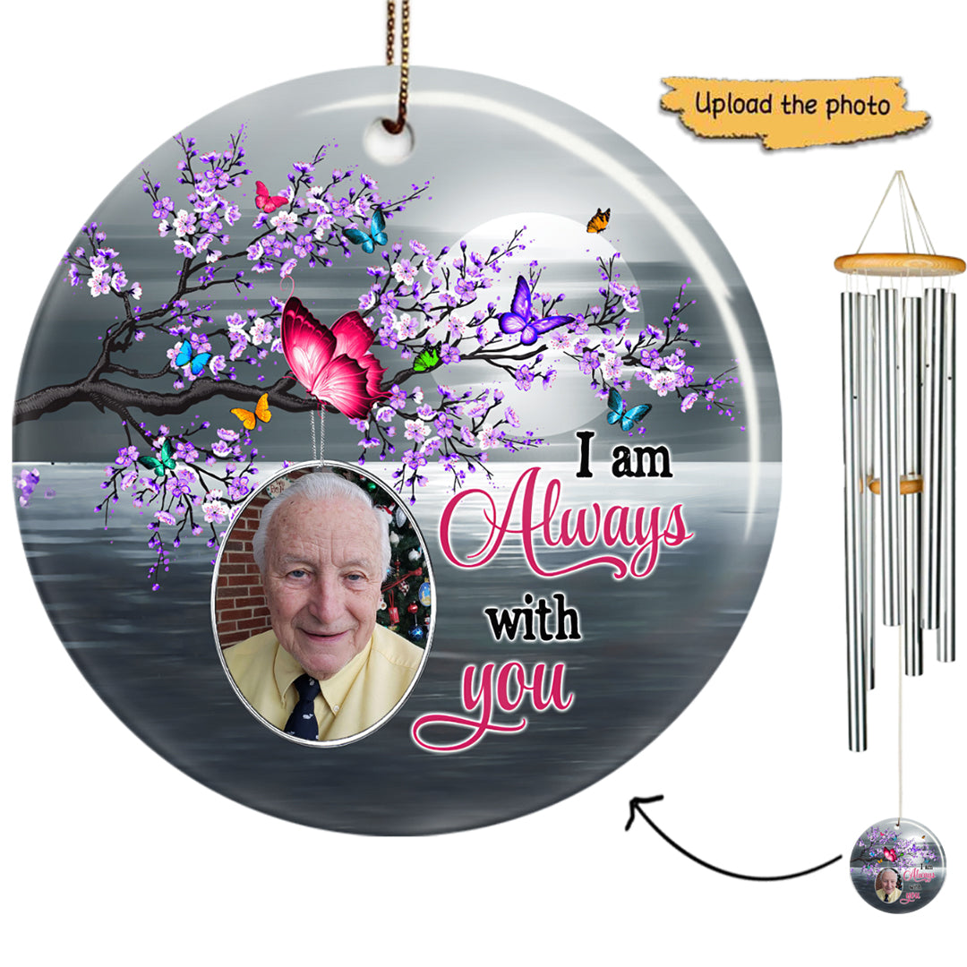 Purple Blossom Branch Photo Memorial Personalized Wind Chime