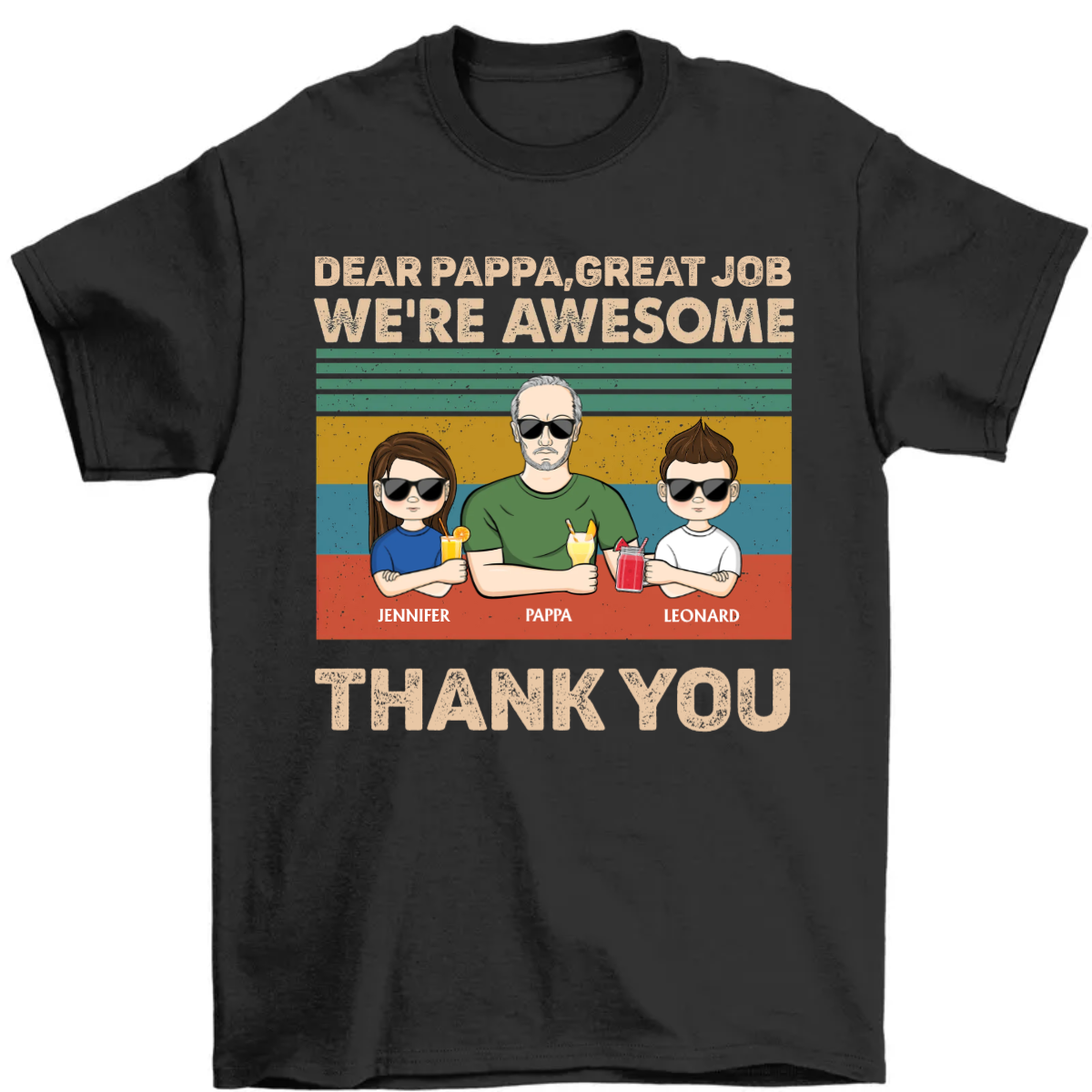 Dear Pappa Great Job We're Awesome パーソナライズされた言葉 Tシャツ